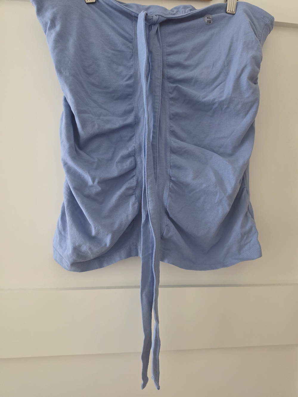 Y2K Light Blue Scrunched Tube Top/ Halter With Built In Bra - Picture 4 of 8